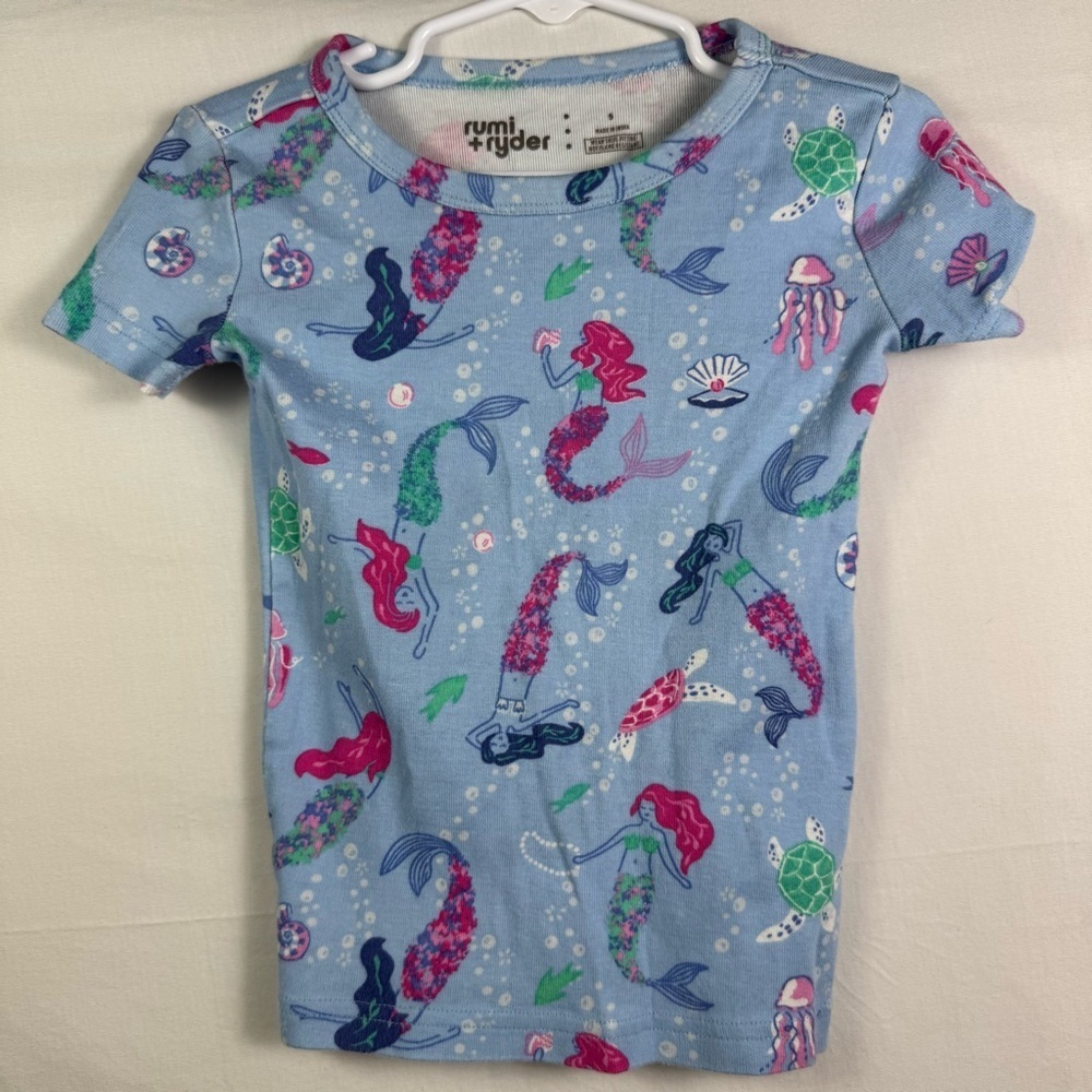 Rumi & Ryder Blue Mermaid Patterned Shirt Girls Size S